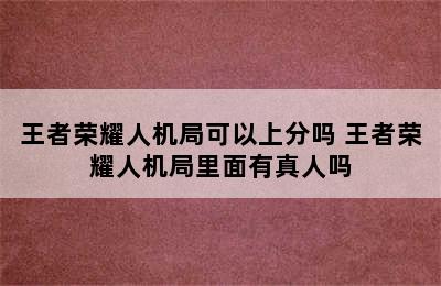 王者荣耀人机局可以上分吗 王者荣耀人机局里面有真人吗